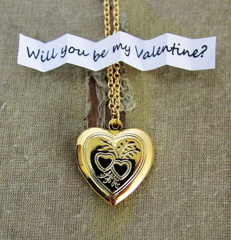 Secret Message Heart Locket Shiny Gold Embossed Edition Customized with your personal message for the one you love image 3