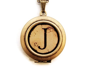 Vintage Alphabet Locket - Monogram Initial Locket Necklace