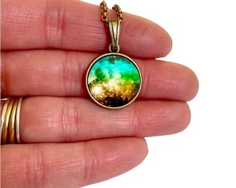 Naszyjnik z zawieszką Galaxy Charm - Galaxy Stars Cosmic Constellation Astronomy Magical Photo Charm Naszyjnik z zawieszką