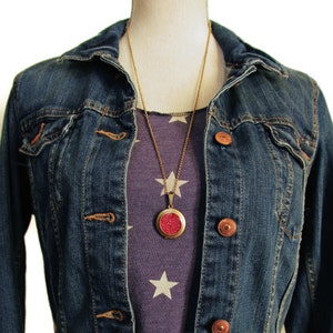 Brokatowy medalion - Fuscia Pink Bling Glitter Locket Necklace