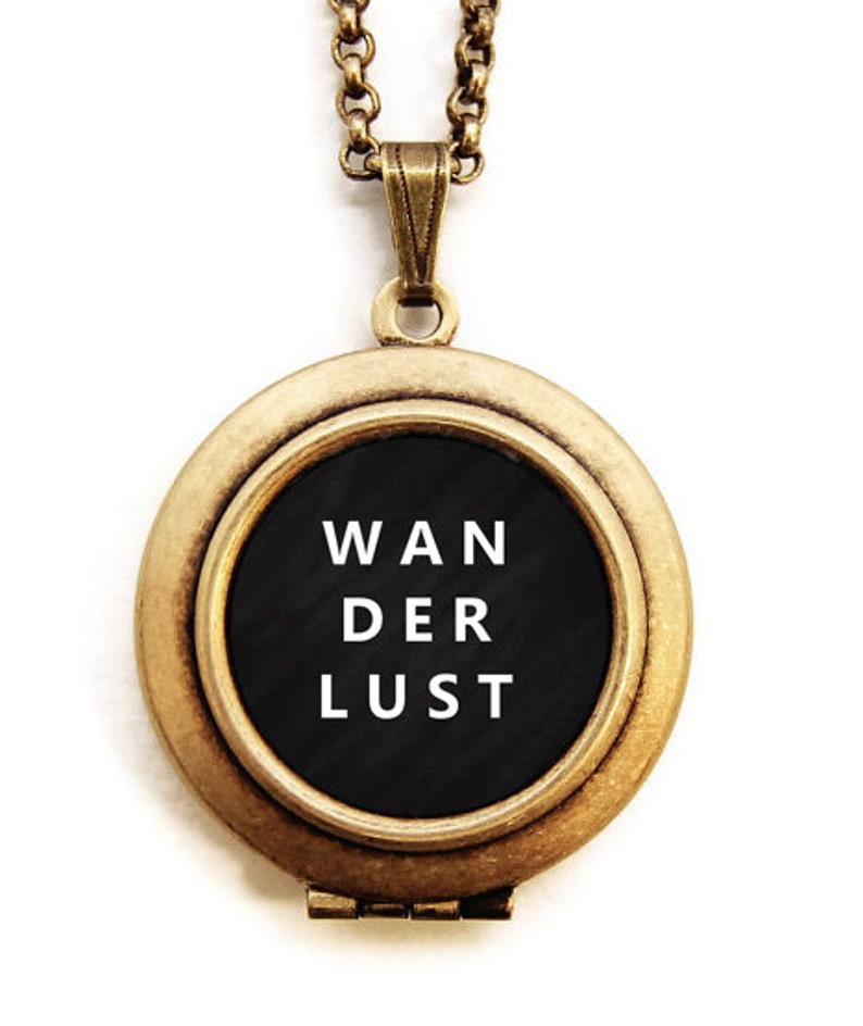 WANDERLUST Locket DREAMY ADVENTURER Word Wear Locket Necklace image 1