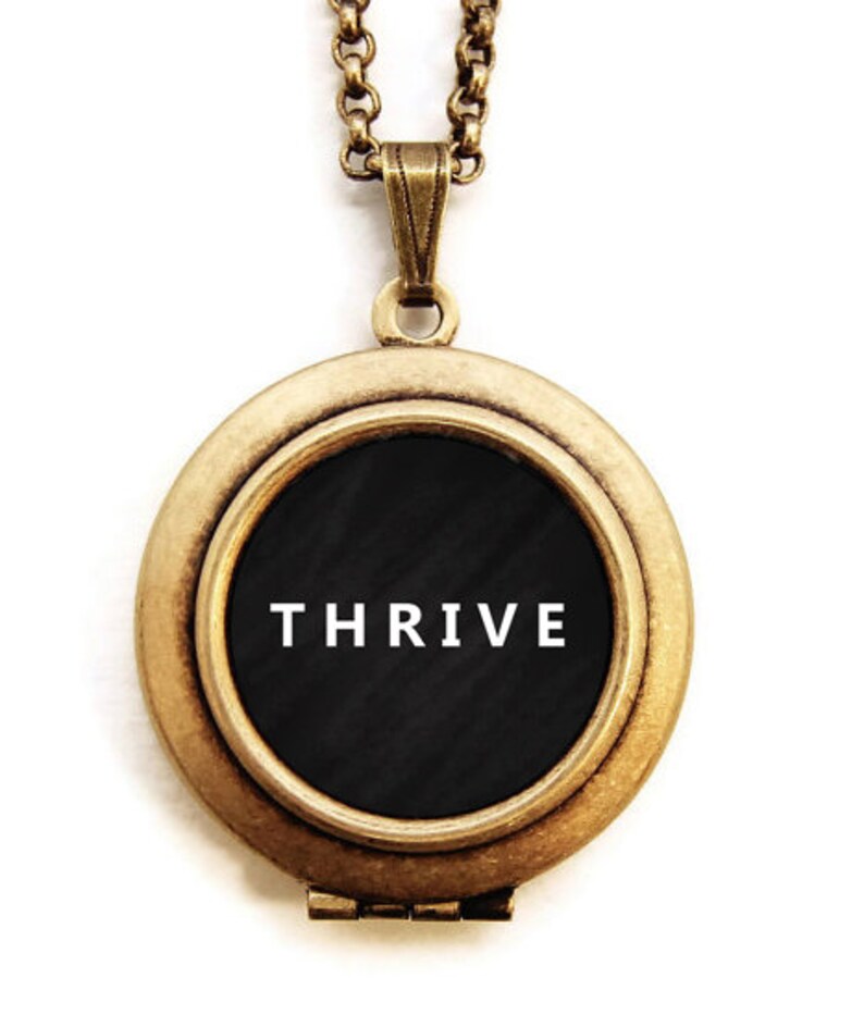 THRIVE Locket Statement Inspirational Word Wear Locket Necklace image 1