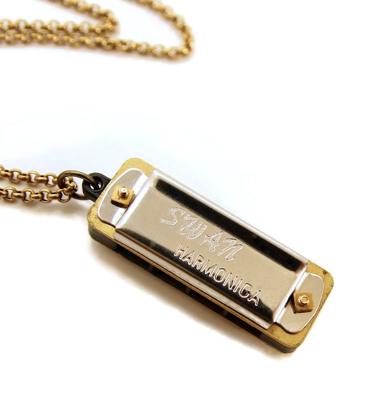 Musical Mini Harmonica Necklace Real Working Harmonica Instrument Necklace Gift for Musician image 5