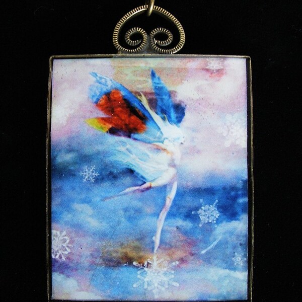 SALE-Snow Faerie Art Pendant Necklace-was 65