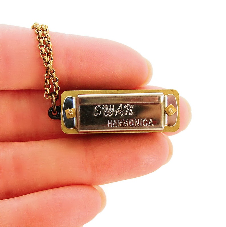 Musical Mini Harmonica Necklace Real Working Harmonica Instrument Necklace Gift for Musician image 2