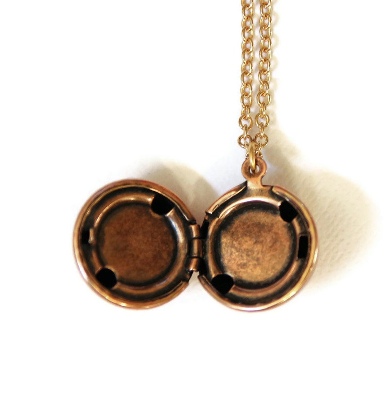 Secret Message Locket Vintage Copper Ball Locket Necklace image 3