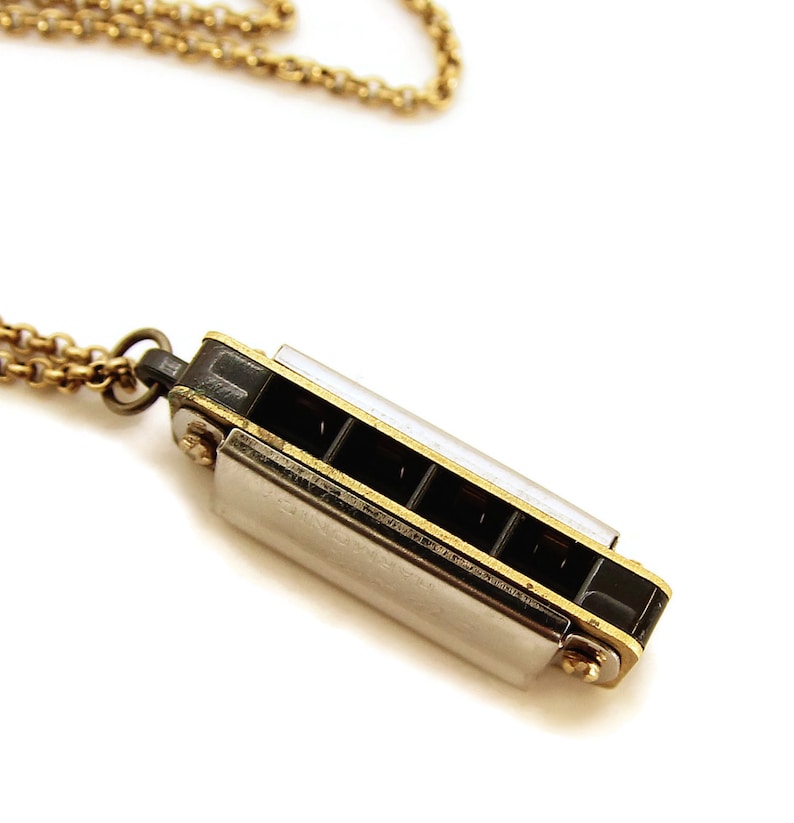 Musical Mini Harmonica Necklace Real Working Harmonica Instrument Necklace Gift for Musician image 3
