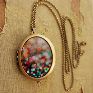 Photo Locket Partay Colorful Confetti Abstract Pretty Photo Locket Necklace image 4