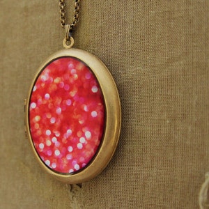 Photo Locket Crush Bright Pink Abstract Pretty Photo Locket Necklace image 4