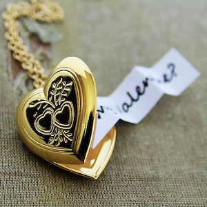 Secret Message Heart Locket Shiny Gold Embossed Edition Customized with your personal message for the one you love image 1