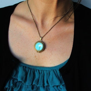 I Wish For A Blue Sky Dandelion Flower Photo Locket Necklace image 4