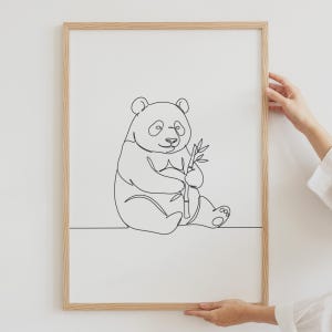 Single Line Art Panda With Bamboo Minimalist Gallery Art Print - Etsy