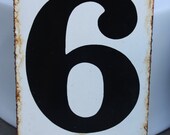 Vintage Porcelain Enamel House Number 6