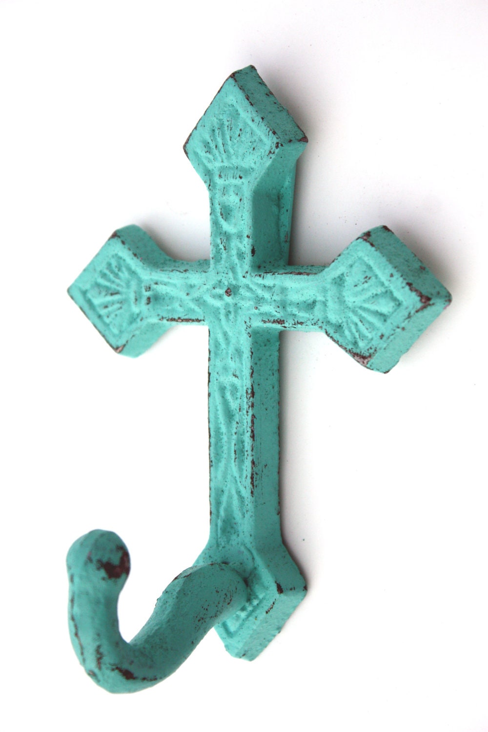 Shabby Cottage Chic Cast Iron Cross Hook Etsy