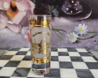 Culver Washignton Shot Glass  - Vintage  22k Gold MCM Glass, Mid-Century Modern Barware, Father's Day Gift