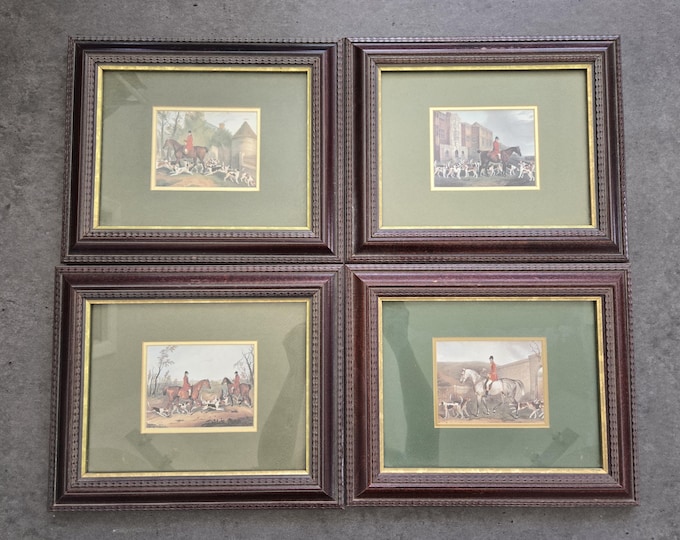 Vintage Hunting Prints by R. B. Davis - Set of 4 Framed Pair of ...