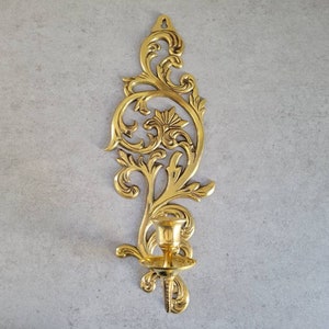 Vintage Wall Sconce, Candle Holder -  Brass Decorative  Home Decor Accent,  Gold Rococo Ornate Scroll Motif