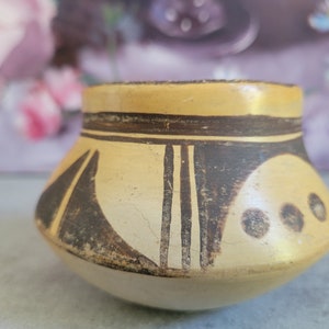 Vintage Hopi? Pottery - Small Bowl, Black Design Ceramic Bowl, Brown Earthy Tones