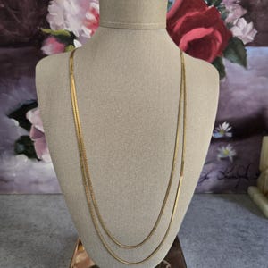 Vintage Monet Long Necklace Two Strands  -  Gold-Tone Necklace