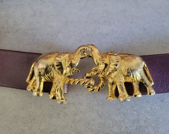 Mimi di N Belt -Vintage Designer Gold Elephant Buckle 1972