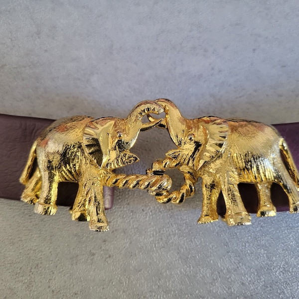 Mimi di N Belt -Vintage Designer Gold Elephant Buckle 1972