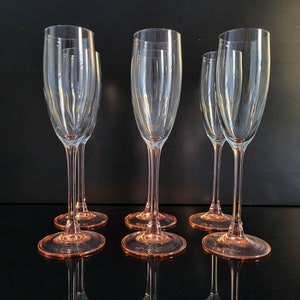Rose by Cristal D&#39;Arques-Durand Luminarc French Crystal Elegance Champagne Flutes,  Pink Rose Glasses Set of 6