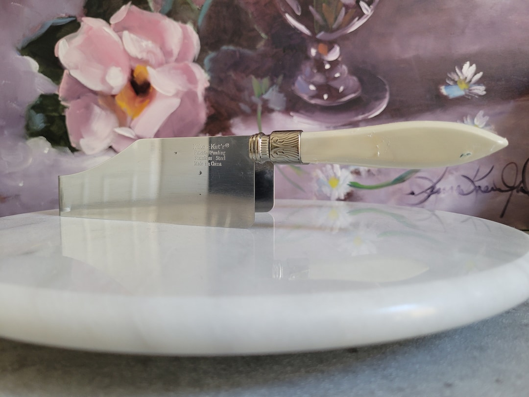 Vintage Kake Kut'r Stainless Steel Cake Cutter With White Handles Etsy