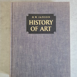 History of Art by H.W. Janson - Large Vintage Art Book, Grey, Black, Gold Hardcover Books Artists Collection, Shelf Table Styling