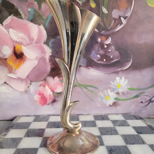 Godinger Silver Plated Vase - Vintage Silver-Tone Metal Flower  Bud Vase