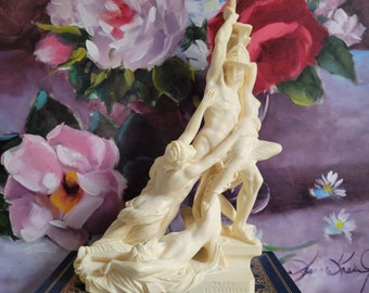 Ratto Di Polissena Statue - Vintage Italian Resin Replica, Shelf Decoration, White Faux Marble Figurine, Music Room, Library Decor