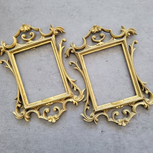 Vintage Italian Frame Set of Two - Pair of Small Baroque Gold Resin Plastic Frames, Made in Italy