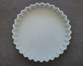 Tradition France Round Pie Pan - White Ceramic Round Baking Dish, Large Ceramic Bakeware, French Scalloped Tart Pan