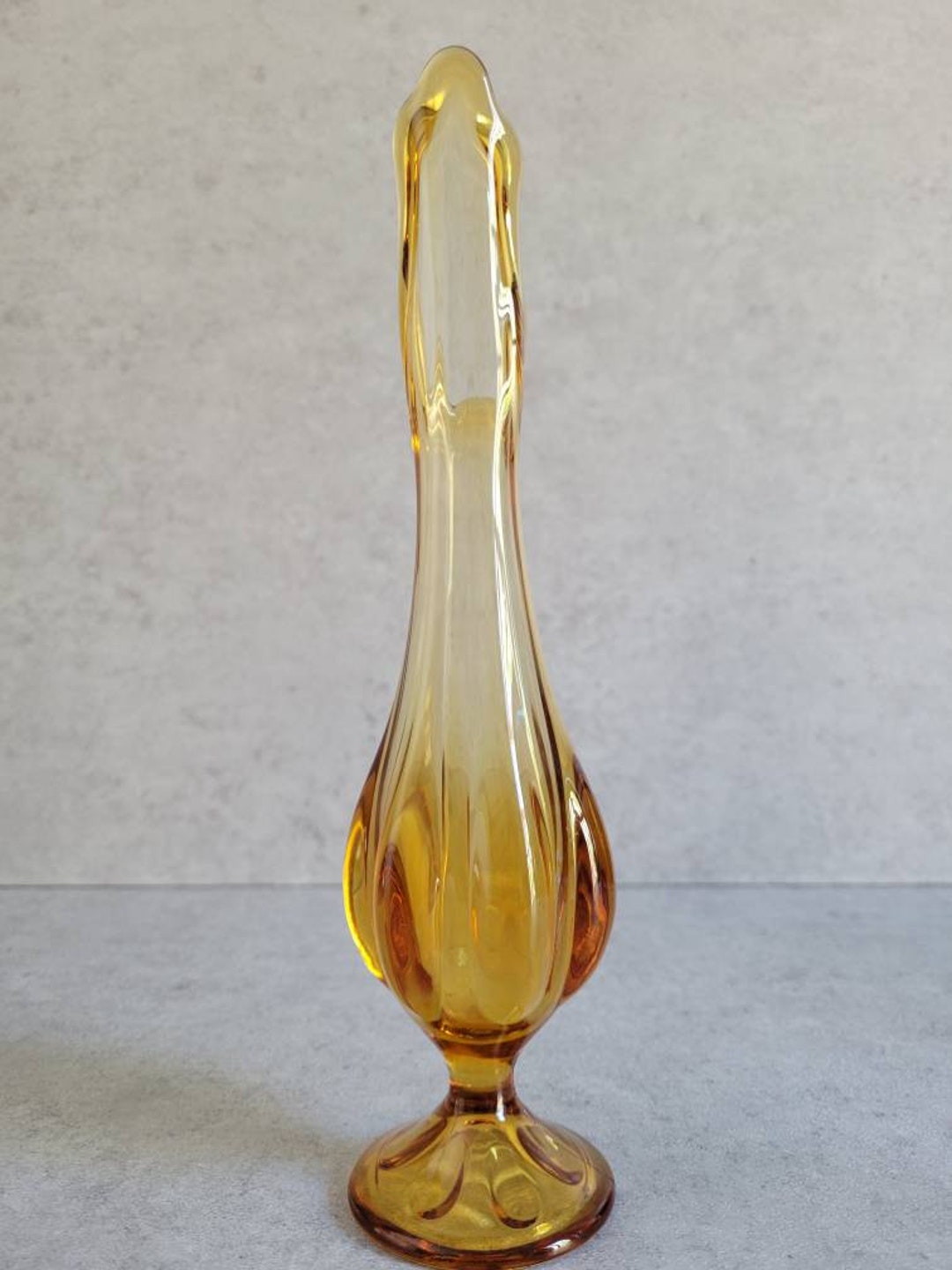 Viking Epic Swung Amber Swung Vase Six Petal Midcenturymodern Vase