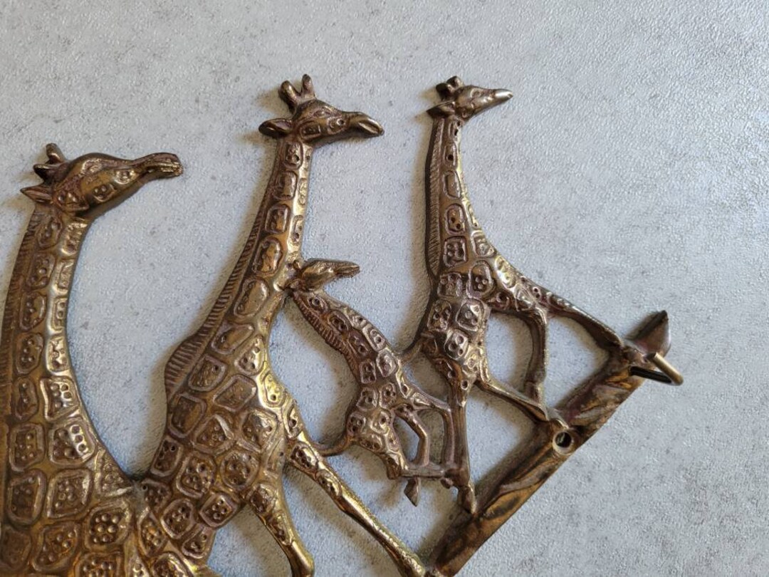 Giraffe Brass Wall Rack Vintage Gold Hook Key Rack Giraffe Etsy