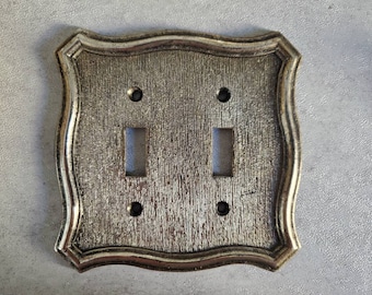 Vintage Amer Tack Ornate Dual Light Switch Plate Cover 1968 - American Tack Silver Switchplate Cover, Decorative Outlet Plates