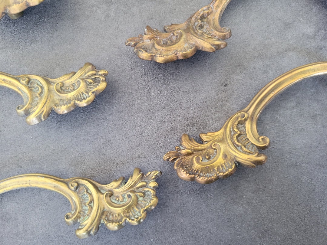 French Provincial Dresser Pulls Gold Vintage Drawer Pulls Etsy