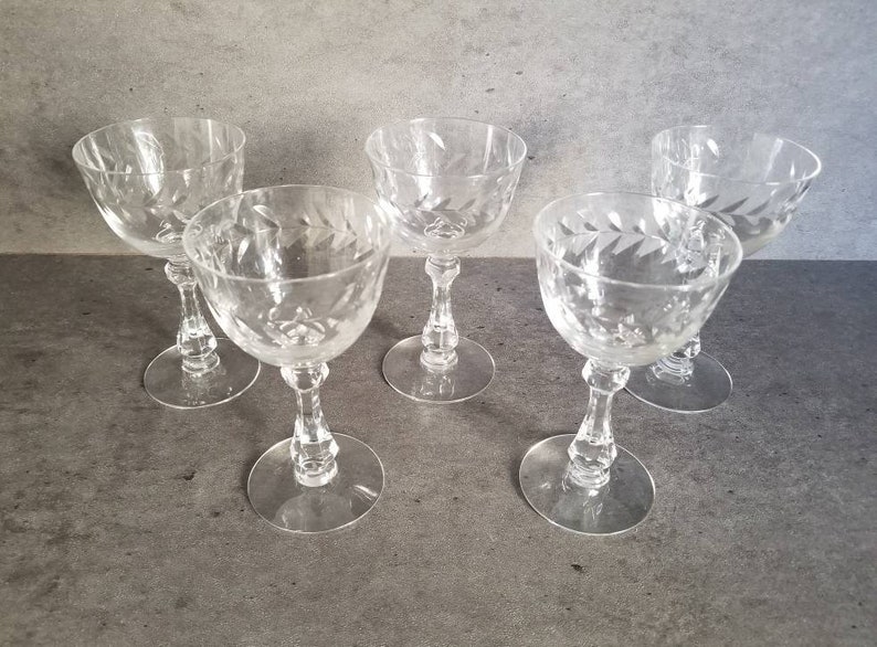 Cambridge Crystal Cordial Glasses Set of 5 Vintage Etched Etsy