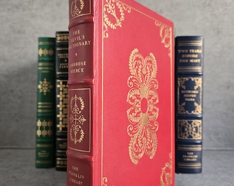 Franklin Library The Devil's Dictionary Ambrose Bierce Leather American Classic Hardcover Book, Vintage Illustrated Gilded Edition