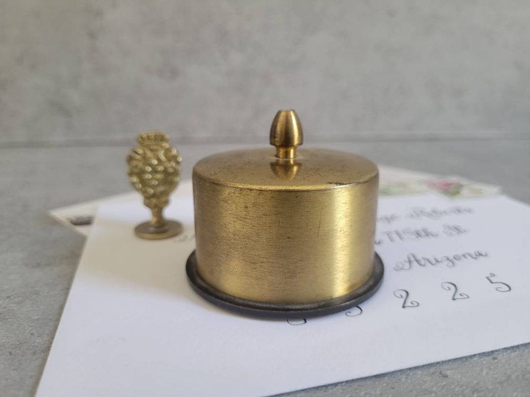 Vintage Stamp Dispenser Brass Round Postage Stamp Dispenser Etsy