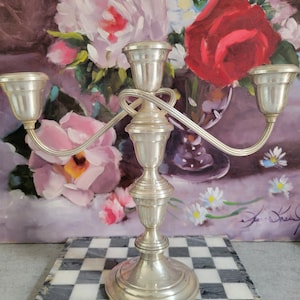 Vintage Silver Plated Candle Stickwith Three Arms - Gorham Candleholder,  Silver Candle Holder, Candelabra, Table Decor