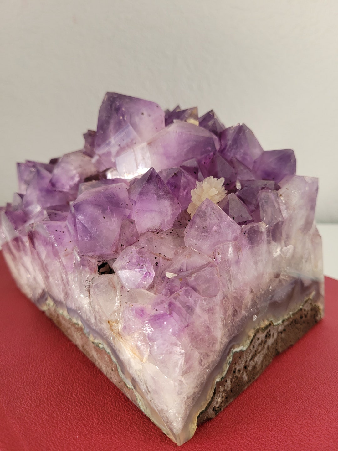 Amethyst Cluster With Calcite Inclusions Crystal - RARE Large Section ...