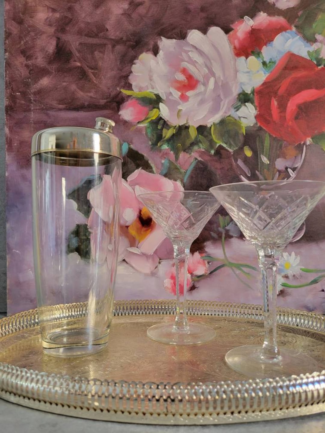 Large Midcentury Glass Cocktail Shaker Vintage Cocktail Mixer Glass