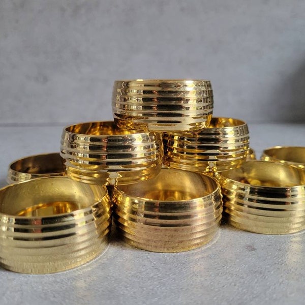 Gold Napkin Ring Set of 11  - Vintage Rings, Fall Table Decor, Festive Holiday Dining Table, Thanksging Tablescape