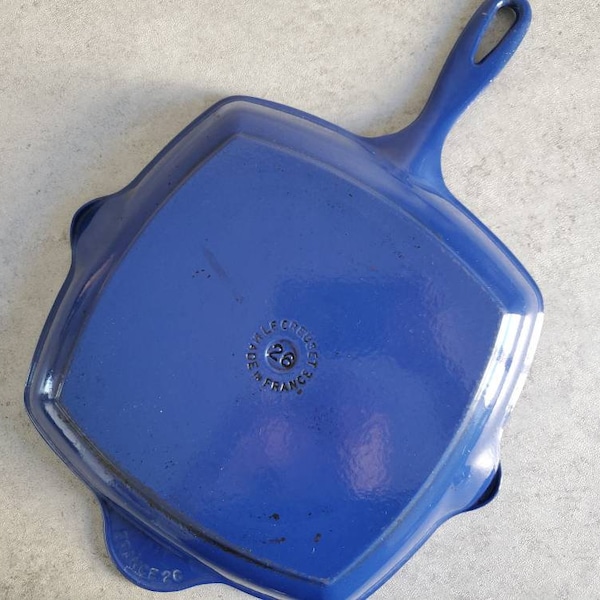 Le Creuset Grilling Pan - Large Blue Enamel Cast Iron Cookware, 26 Cast Iron Pan, French Pan