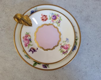 Limoges Brass Leaf Dish Set - Floral Dish for Trinkets, Jewelry for Vanity Table, Decorative Dish, Wedding Flat Lay Prop, Ring Dish