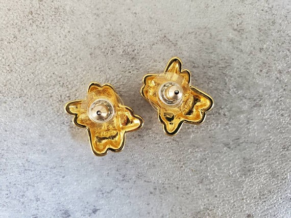 Napier X Earrings - Vintage Gold Tone Push Back E… - image 3