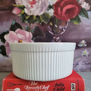 Apilco France Ramekin - Large White Porcelain Bowl, Round French Dish, Souffle Pan Baker, Gift for Chef
