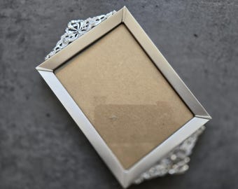 Vintage Bow Frame -Silver-Tone Metal Ornate Frame, Grandmillennial Style Wall Decor