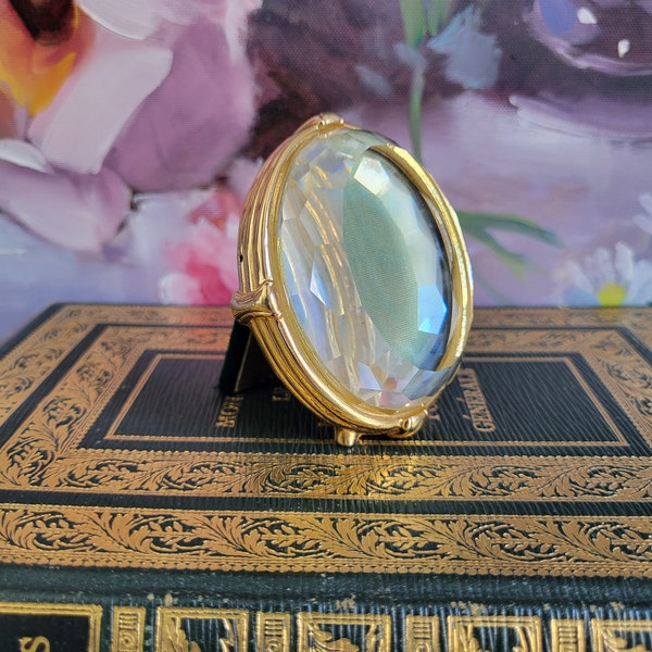 Swarovski Photo Frame -  RARE! Vintage Swarovski Designer Oval Shaped Crystal with Gold Frame