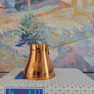 Vintage Copper Turkish Coffee Pot -Small Copper Pot with Handle,  French Country Kitchen Decor